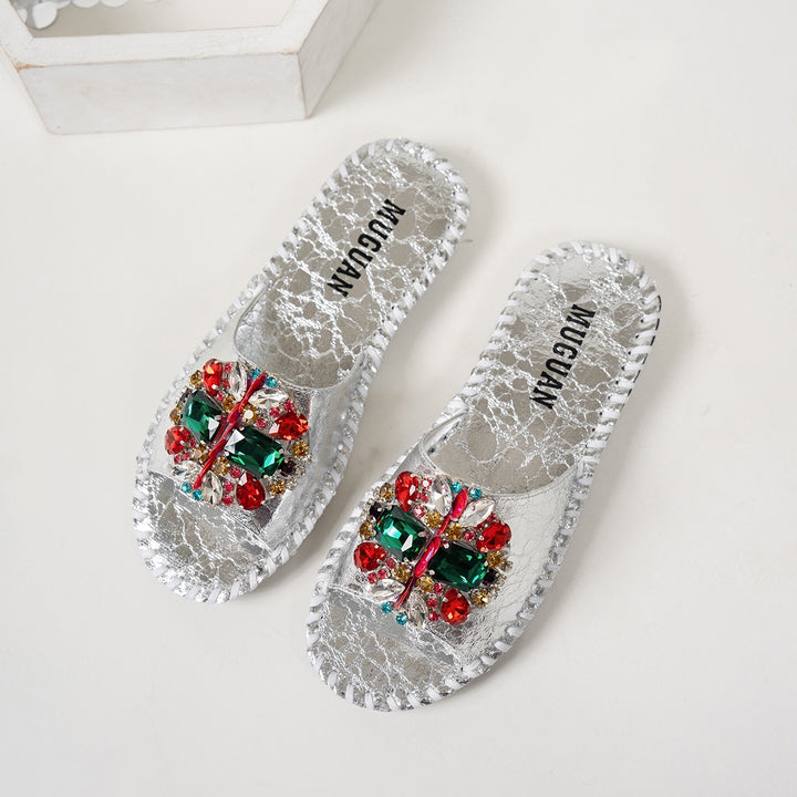 Dame strass-dekorerede pantoletten i elegant design Stilla