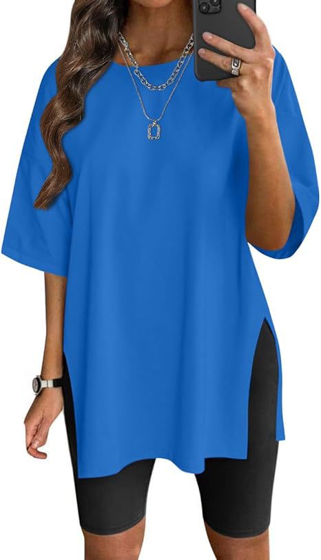 Dame Oversized T-shirt med sideslids Stilla