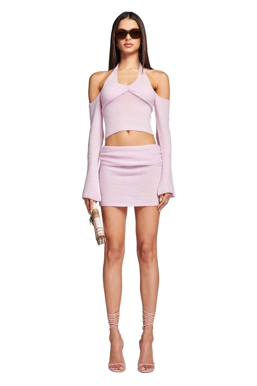 Dame hæklede crop-top og miniskørt sæt med elegant design Skovae