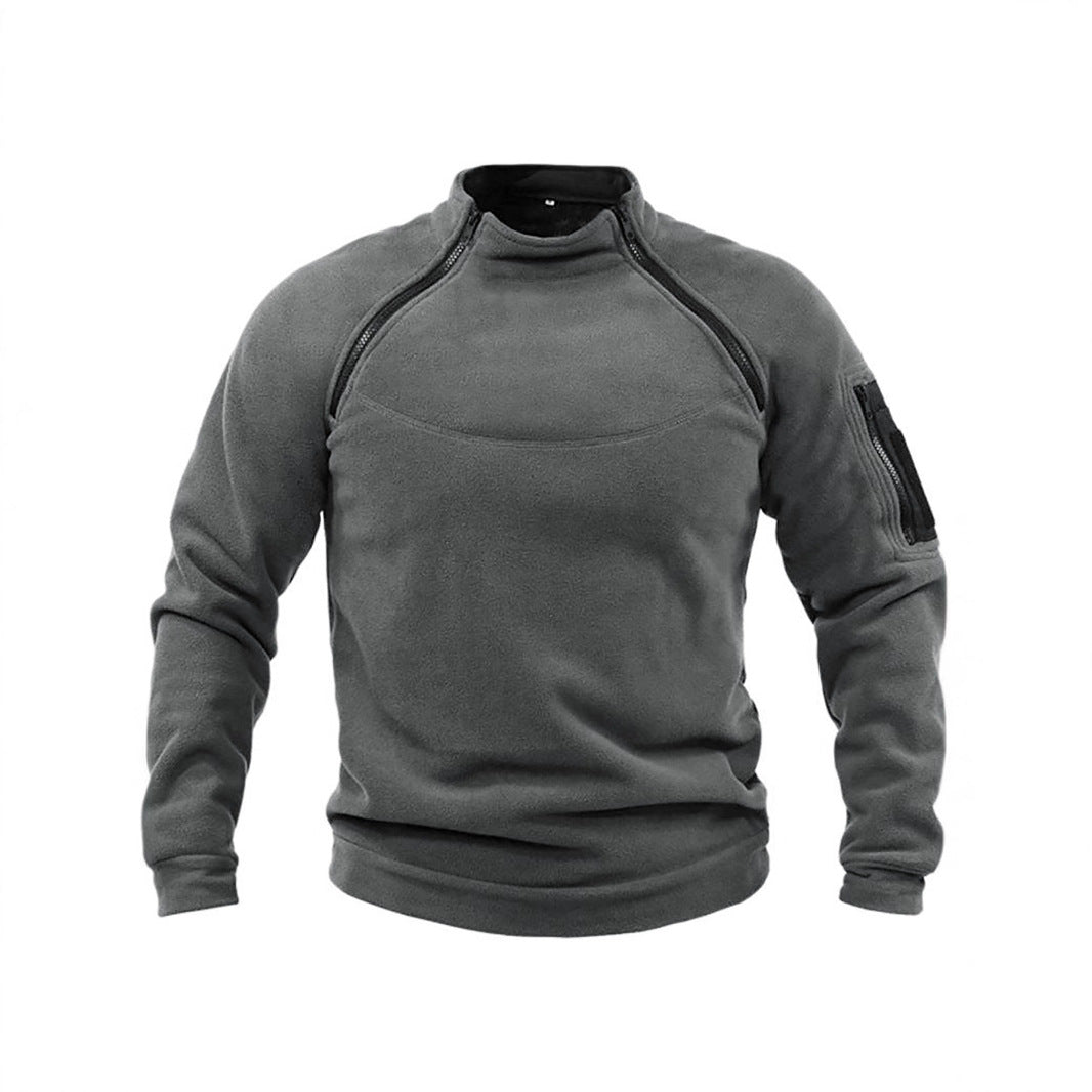 Herrer fleece-pullover med moderne ståkrave og praktiske lynlåslommer Stilla