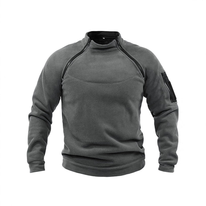 Herrer fleece-pullover med moderne ståkrave og praktiske lynlåslommer Stilla
