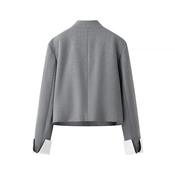 Dame moderne cropped blazerjakke med hvide ærmeklapper Stilla