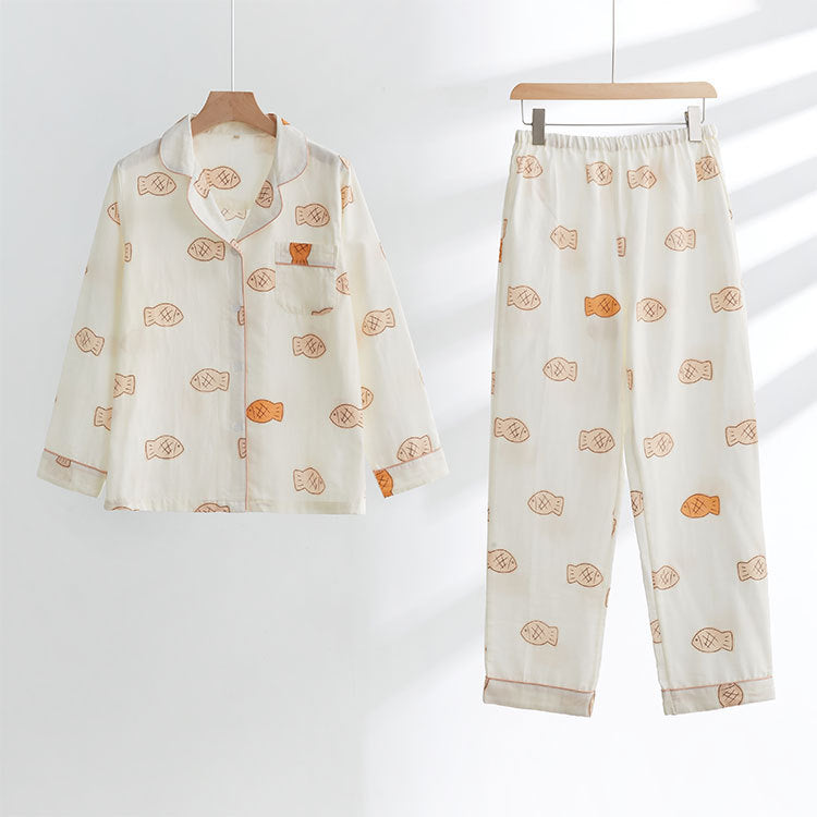 Dame Pyjama-sæt i høj kvalitet, åndbar stof med legende fiske-design Stilla