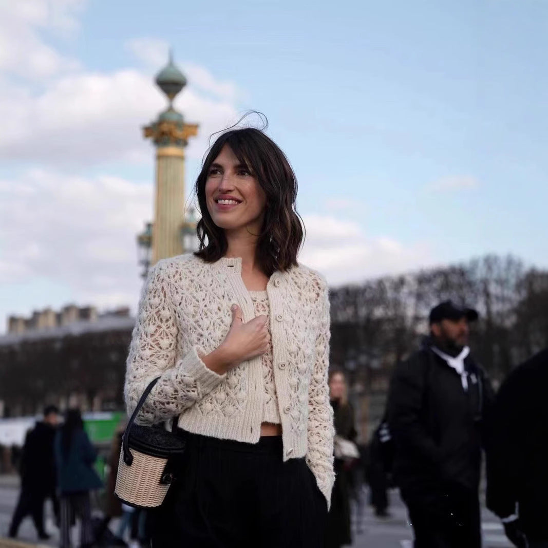 Dame striktop med struktureret mønster og løs pasform Stilla
