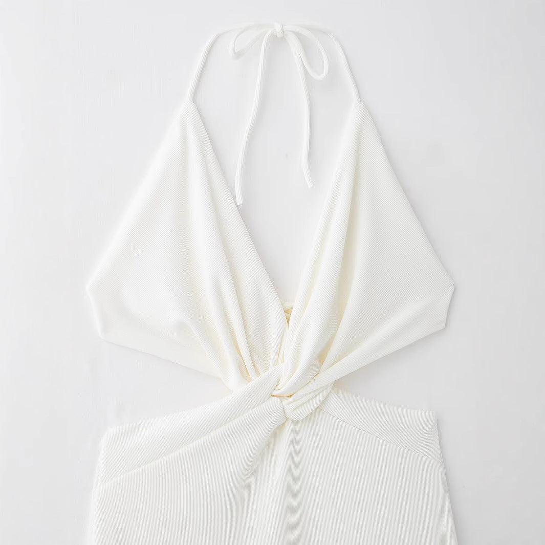 Dame Halterneck Maxi Kjole med Twist-Detail Stilla