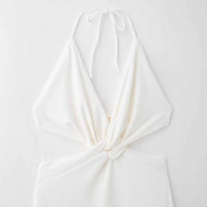 Dame Halterneck Maxi Kjole med Twist-Detail Stilla