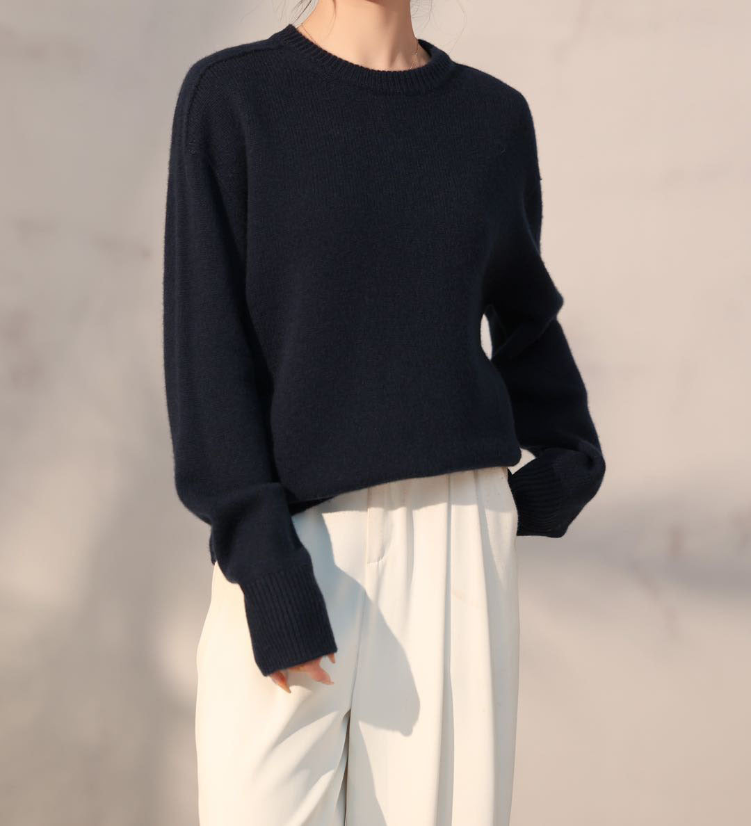 Femme Klassisk Strikpullover Stilla