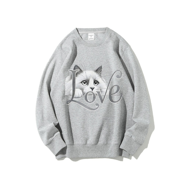 Kvinders sweatshirts med legende katte design og afslappet pasform Stilla