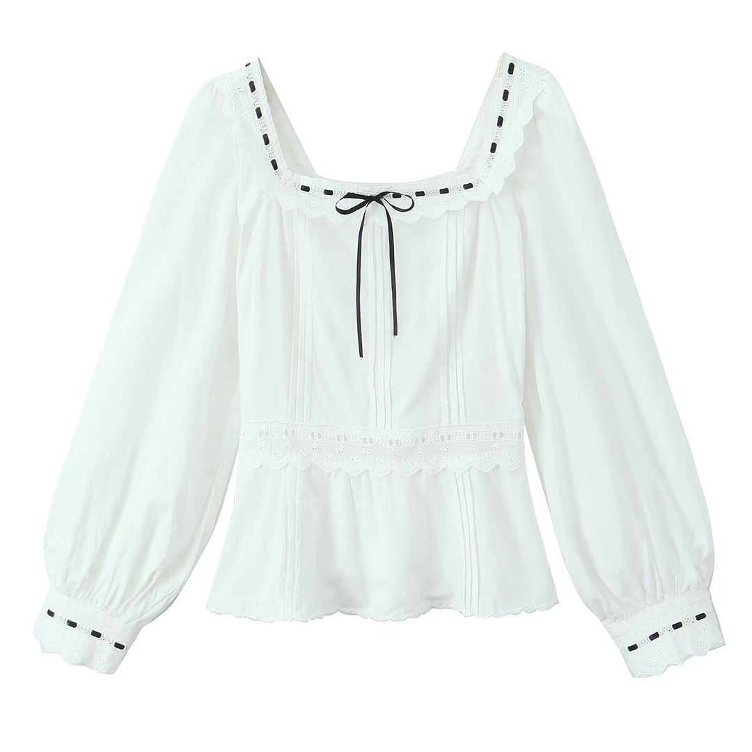 Femme Rüsch Peplum Bluse med bølget detalje Stilla