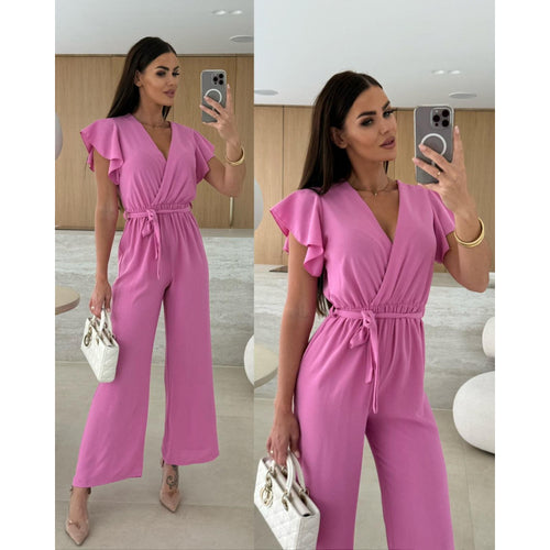 Dame elegant indpakket jumpsuit med flæsekant Stilla