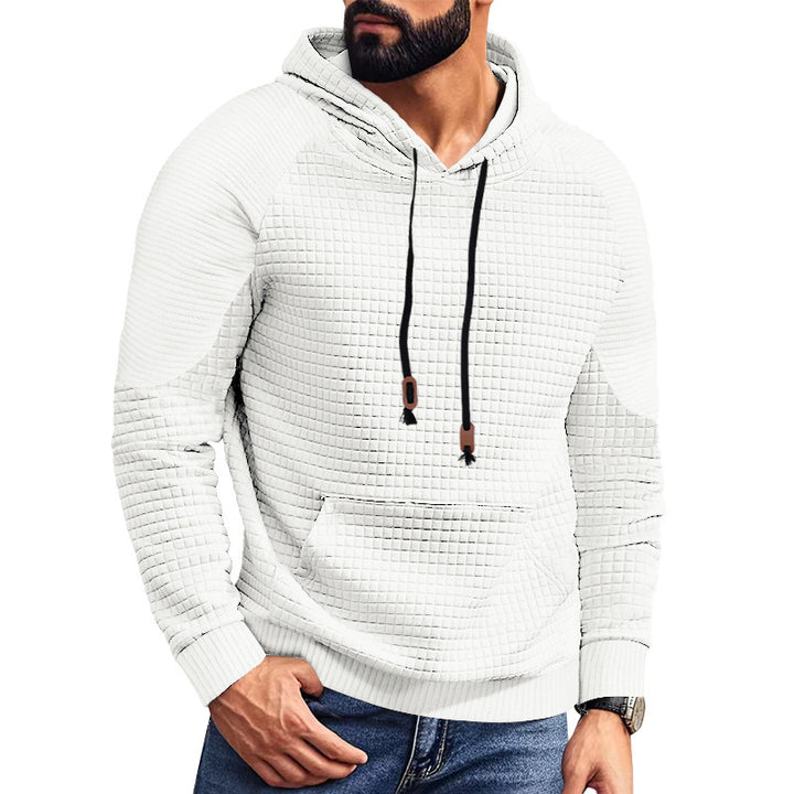 Herrer nano quiltet hoodie med kvadratisk struktur og kængurulomme Skovae