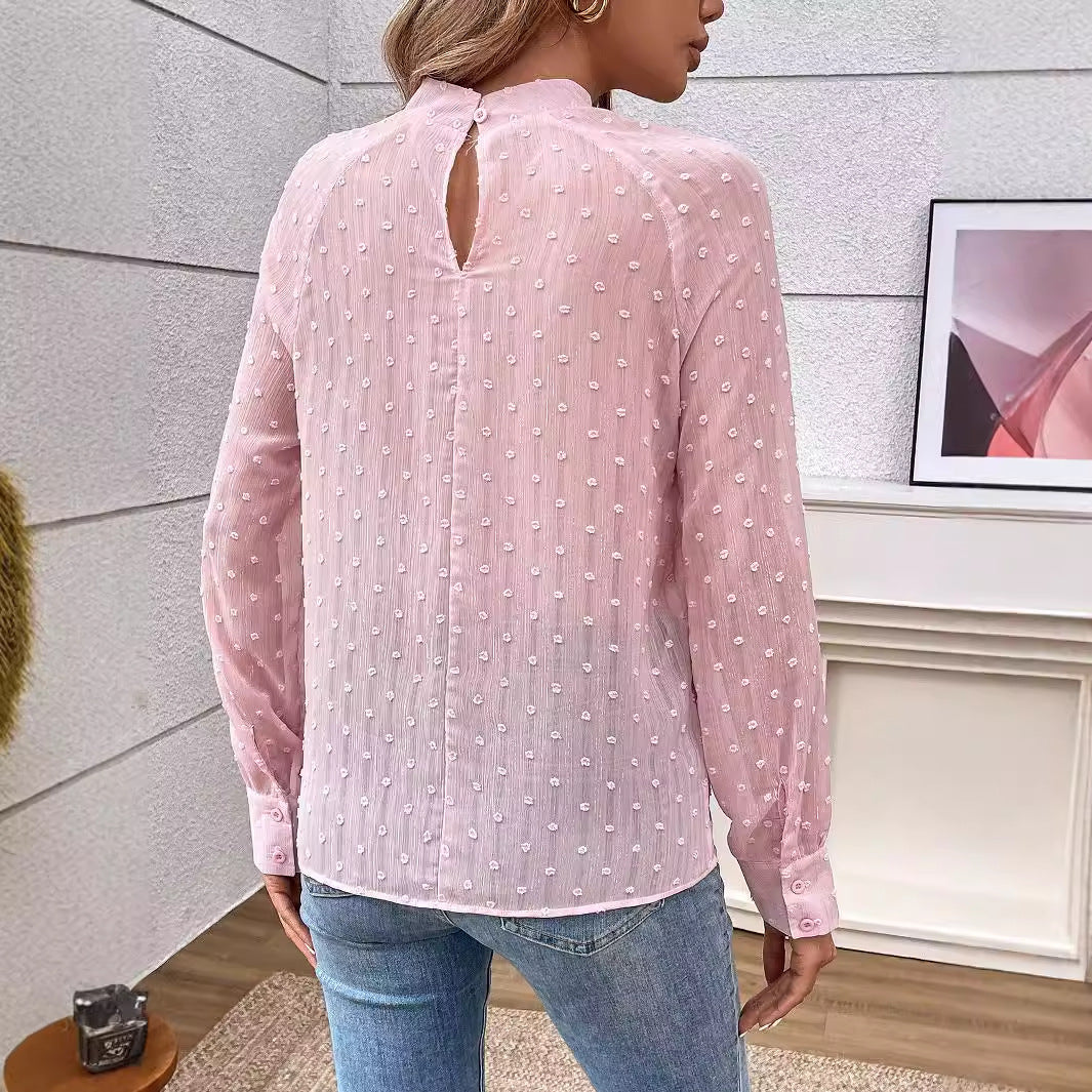 Dame luksus chiffonbluse med emblemerede detaljer Stilla