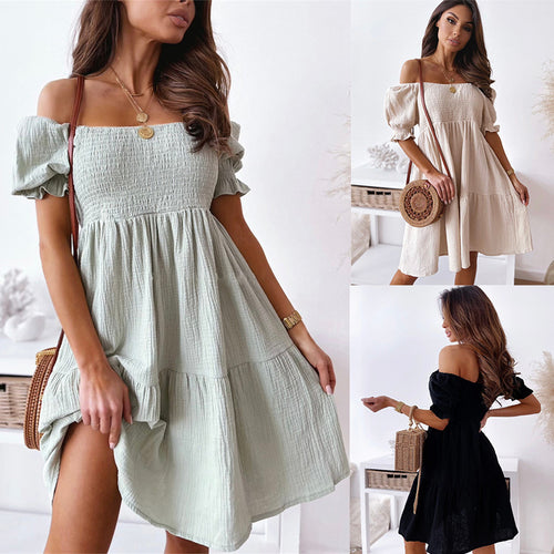 Damer Sommerligt Off-Shoulder Kjole med Volanter og dyb U-ringning Stilla