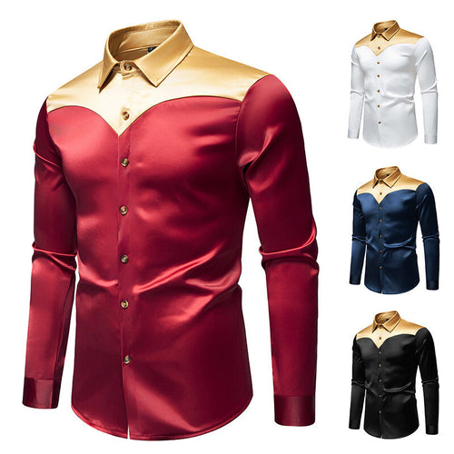 Herrer Elegant Satin Skjorte Stilla