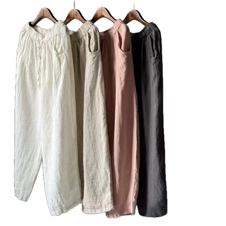 Dame Højhalset Relaxed Fit Linnedbukser Stilla