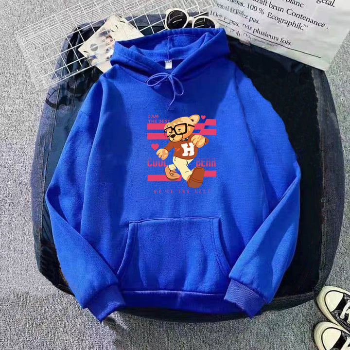 Damehoodie med sjove bjørnemotiver og unikt grafisk print Skovae