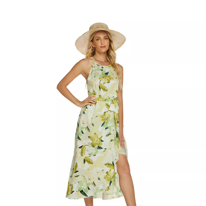 Dame Blomster Wrap Midi Kjole Stilla