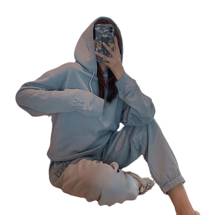 Kvinders sporty fleece hoodie sæt med blød indre foring Skovae