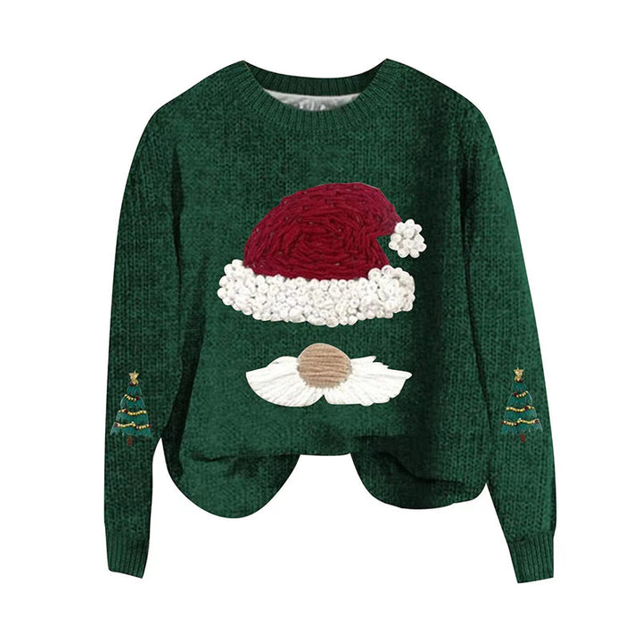 Dame julesweater med broderet julesmand-motiv og afslappet snit Stilla