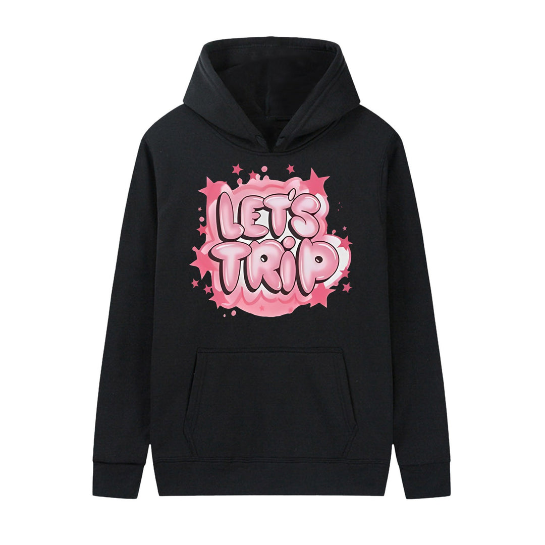 Dame hoodie med stilfuld graffiti print og behagelig pasform Skovae
