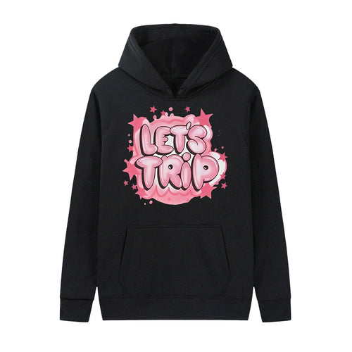 Dame hoodie med stilfuld graffiti print og behagelig pasform Skovae