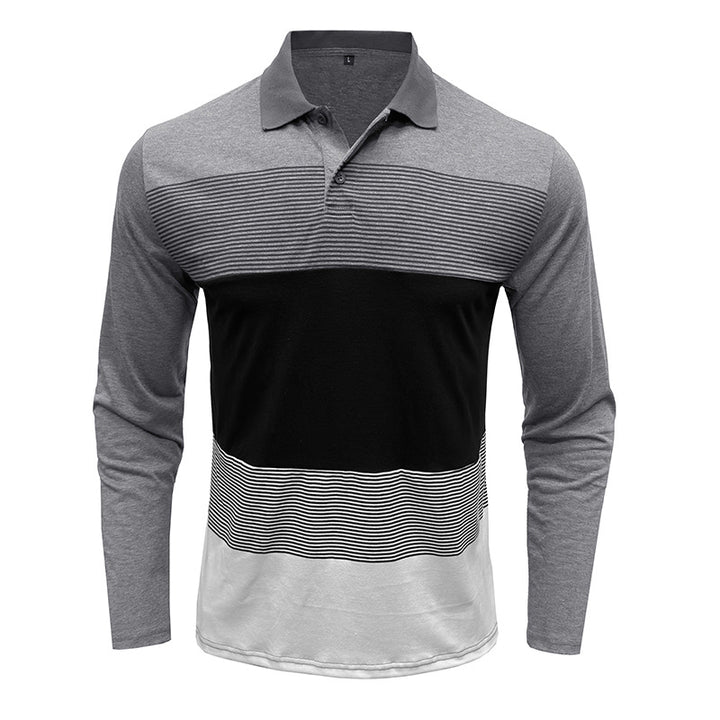 Herrer Langærmet Poloshirt med moderne stribemønster og komfortabel pasform Stilla