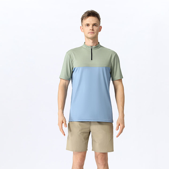 Herren funktions T-Shirt med kort lynlås og åndbart materialeteknologi Stilla