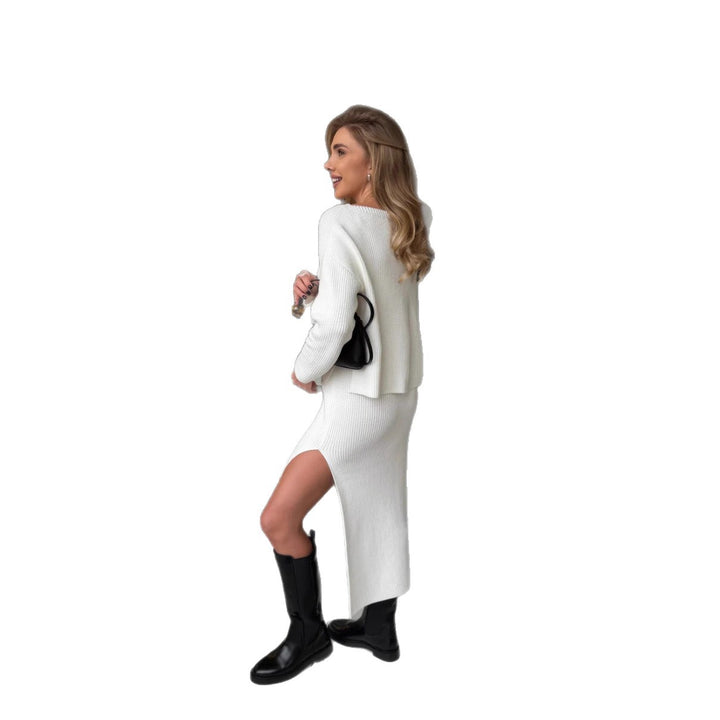 Kvinders Strik Kjole og Oversize Sweater Sæt Stilla