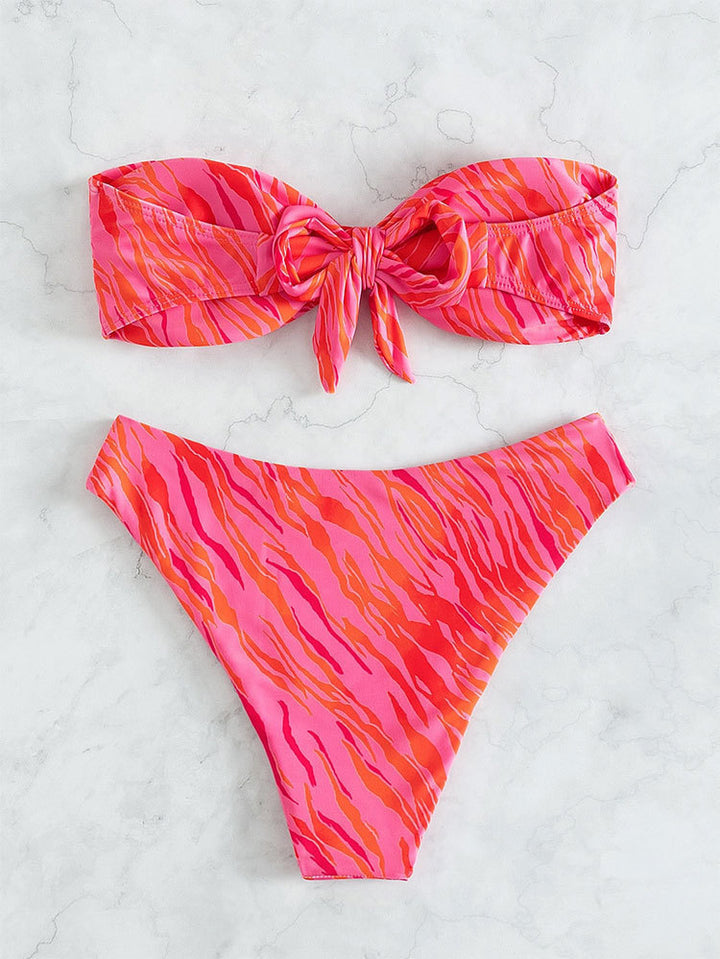 Dame bandeau-bikini med trendy zebramønster Skovae
