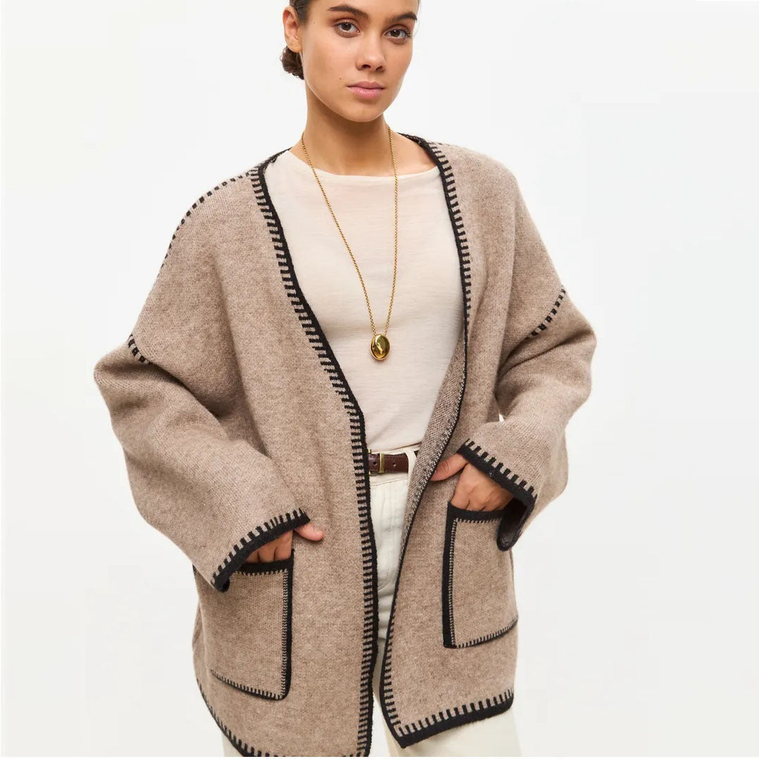 Femme Oversized Strikcardigan med bæltestedalje ved taljen Stilla