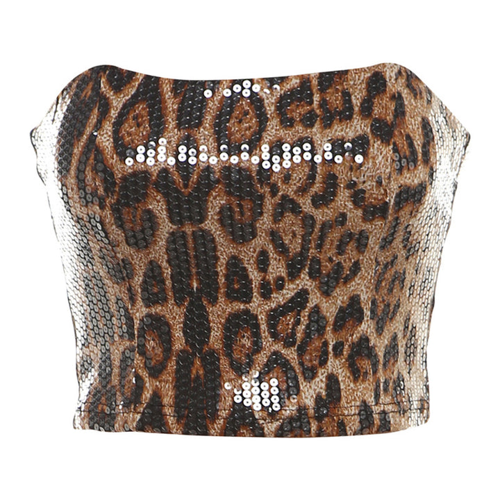 Dame Crop-Top af pailletter med dyremotiv Stilla