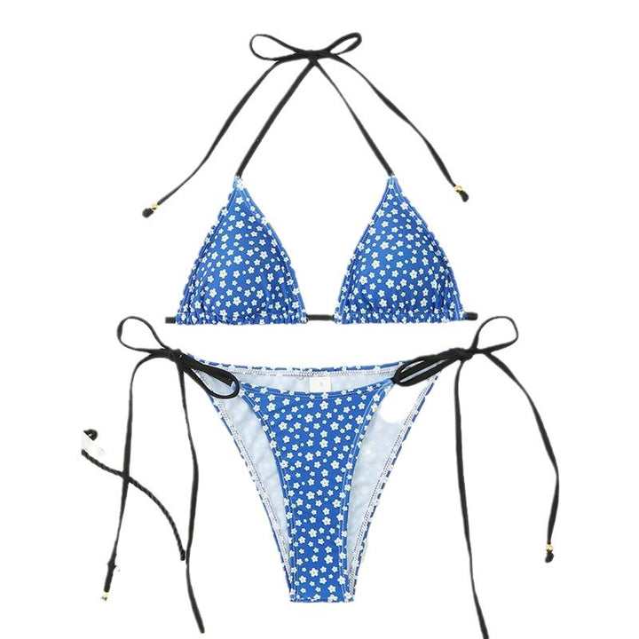 Dame Floral Print Triangle Bikini Sæt Stilla