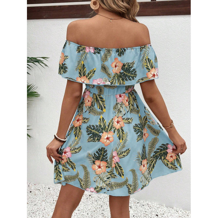 Damen Off-Shoulder Sommerkleid mit floralem Muster Skovae