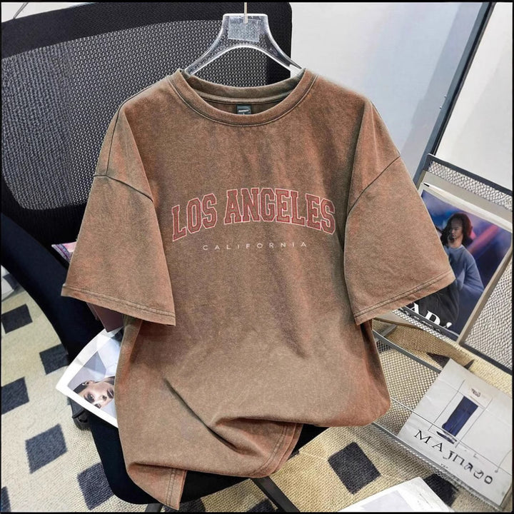 Dame Oversized T-Shirt med vintage-inspireret Los Angeles print og afslappet snit Stilla