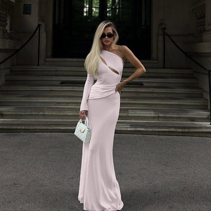 Dame Elegant Maxikjole med asymmetrisk snit og raffineret cut-out Skovae