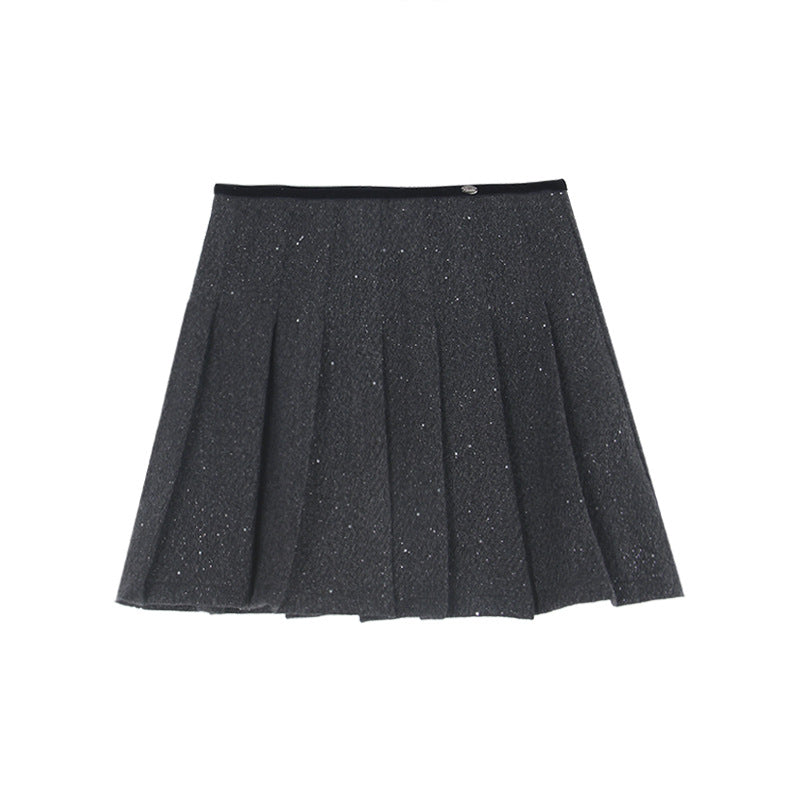 Damer Plisseret Mini Skirt med glitrende detaljer og elastisk talje Stilla