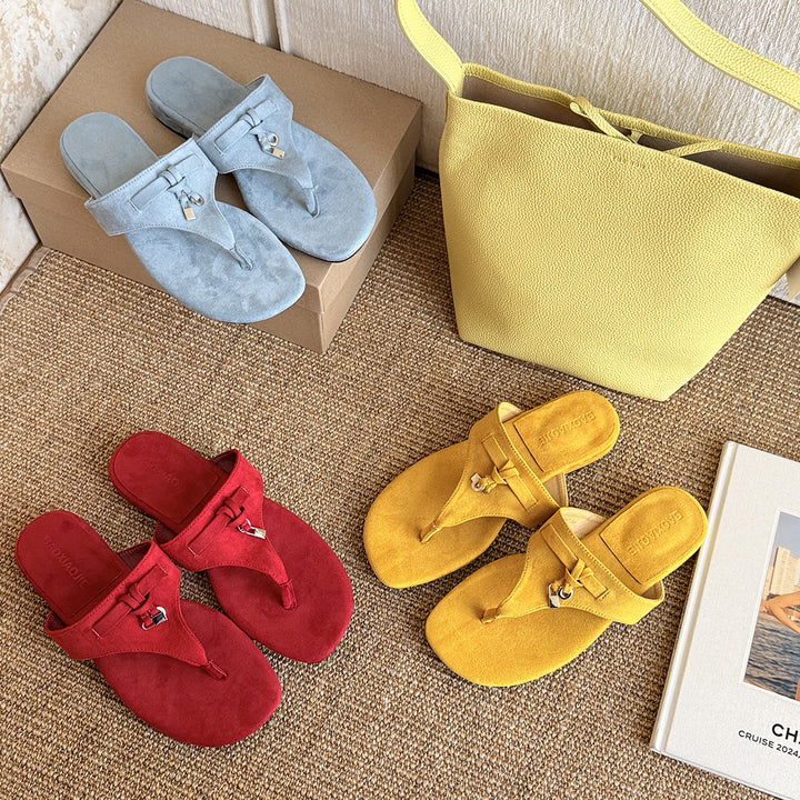 Femme Luksuriøse Suede Tå-stav Sandaler med Elegant Spænde Stilla