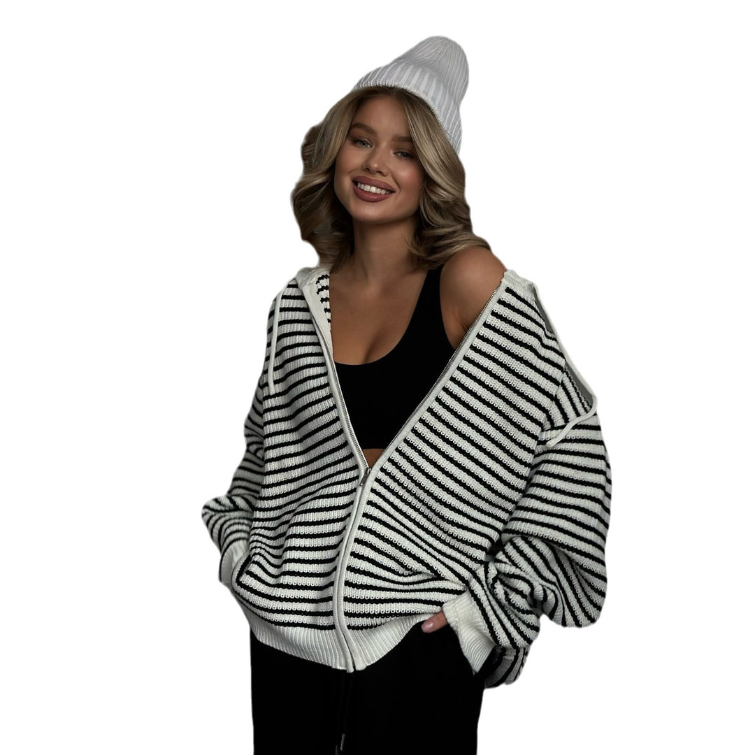 Kvinders cardigan med stribet design Stilla