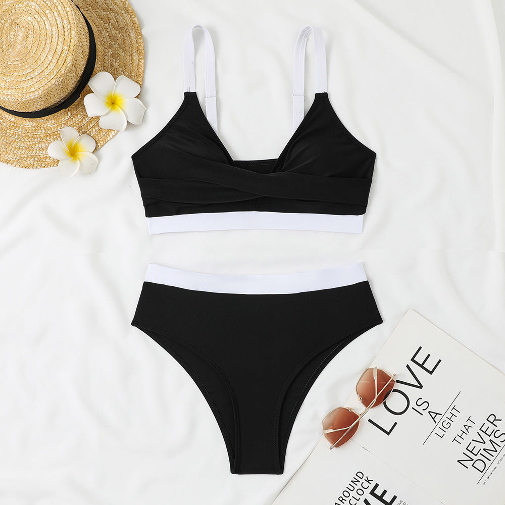 Dame Sporty Bikini med innovativt overlappende design Stilla