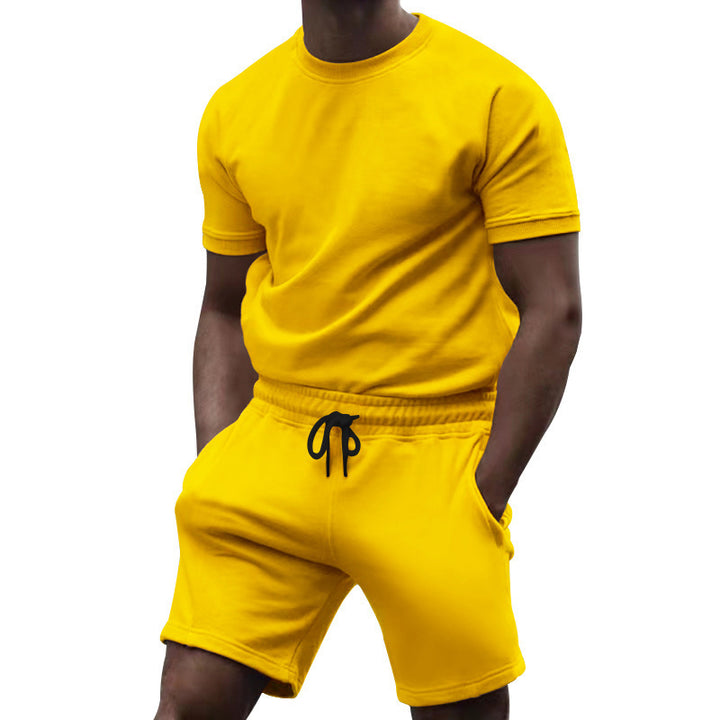 Herre afslappet sportoverdel og shorts-sæt med elastisk talje Stilla