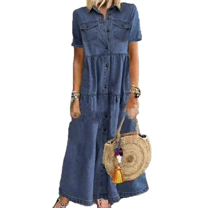 Femme Denim Knap-Up Maxi Kjole Stilla