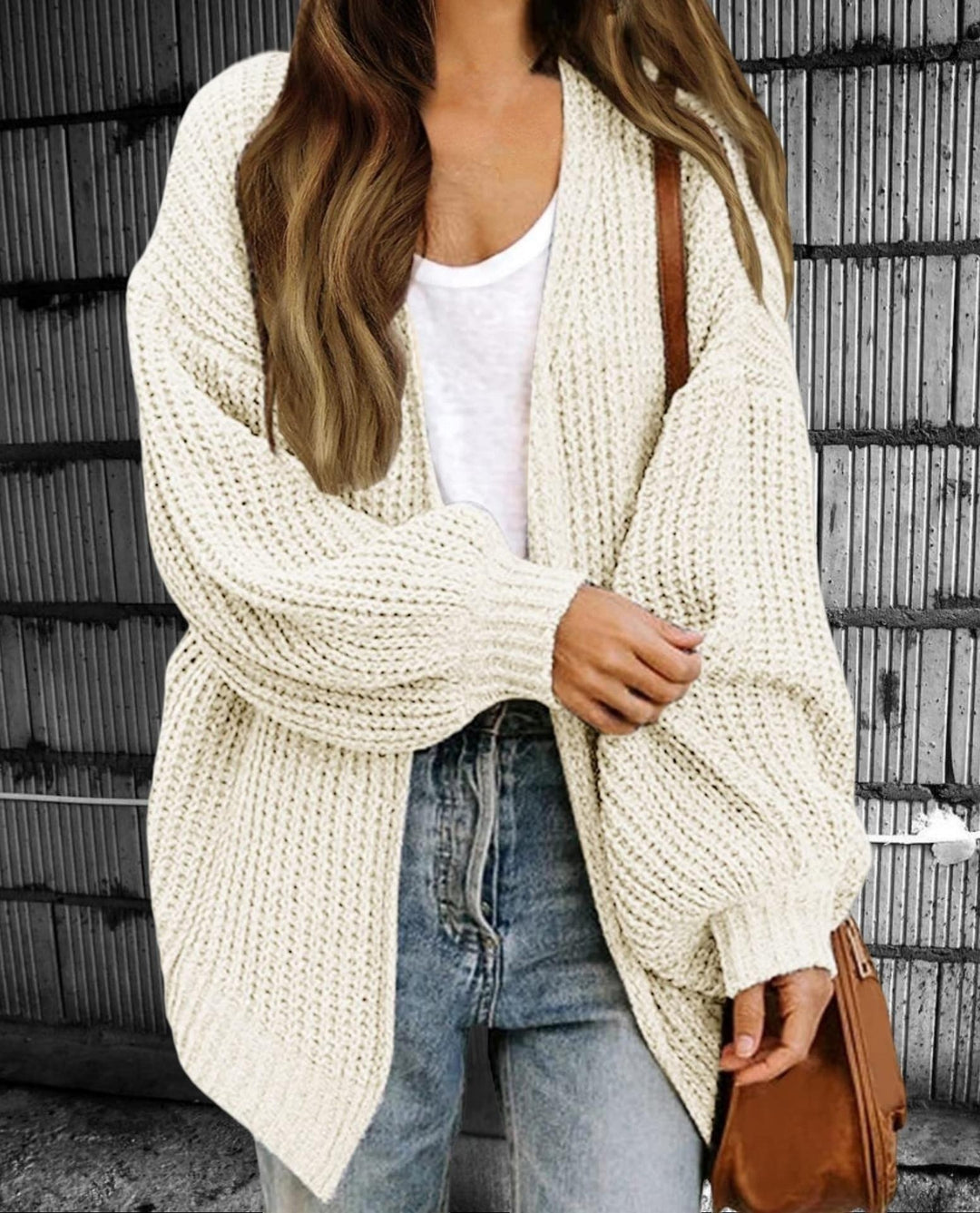 Dame grovstrikket jakke med oversized snit og afslappet design Stilla