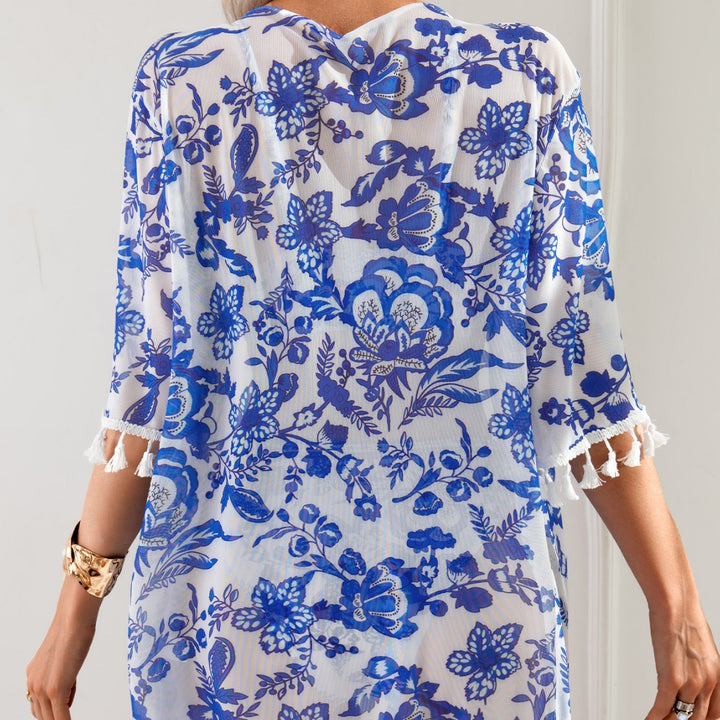 Dame Strandkimono med florale spidse-detaljer Stilla