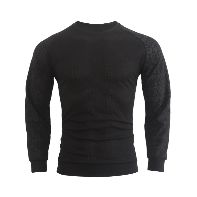 Herre mode langærmet pullover med grafisk mønster og rund halsudskæring Stilla