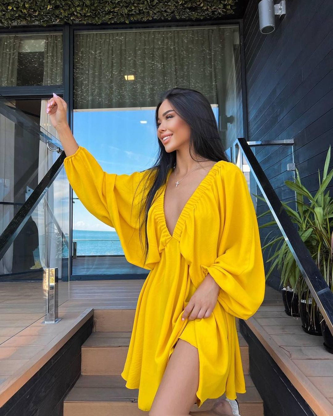 Dame sommerkjole med off-shoulder-design Stilla