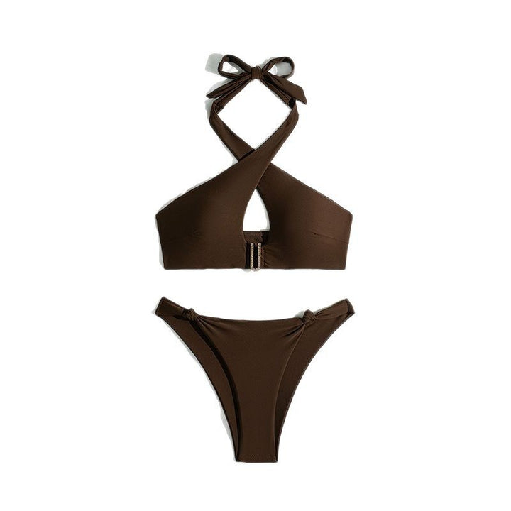 Dame Crisscross Halter Neck Bikini Sæt Stilla
