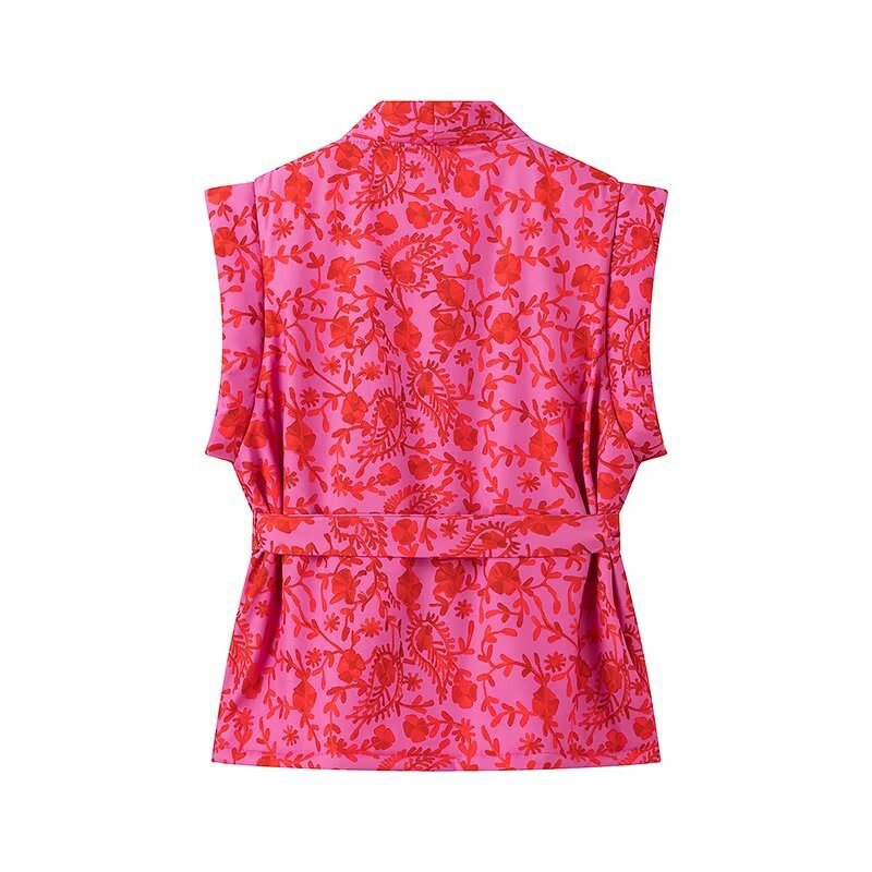 Femme Floral Print ærløs Kimono Jakke Stilla