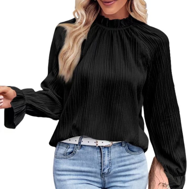 Dame flydende bluse med elegante pufærmer Stilla