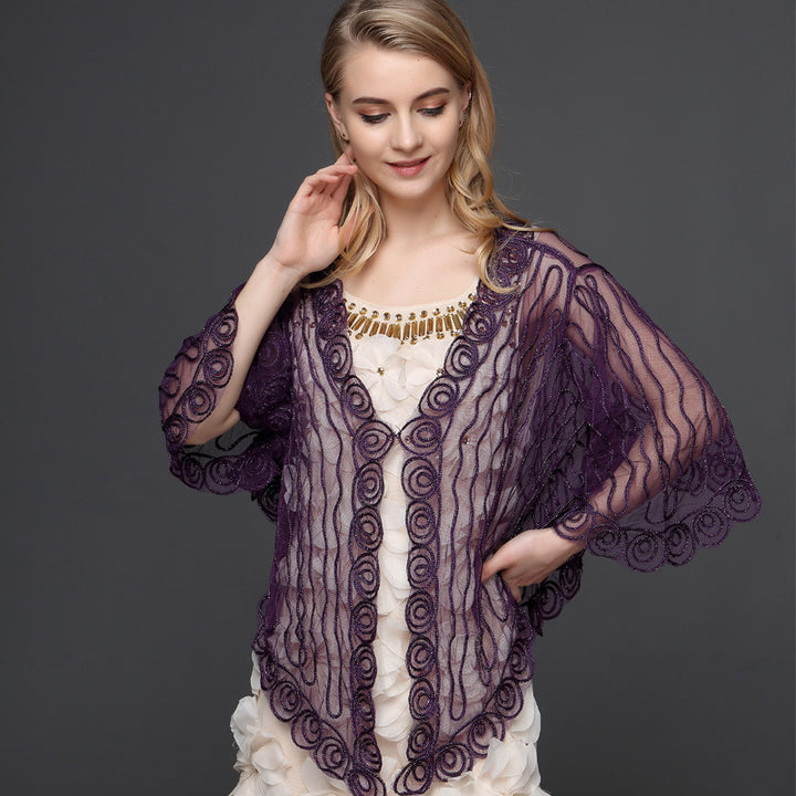Femme Dekorativ Broderet Gennemsigtig Kimono-Top Stilla