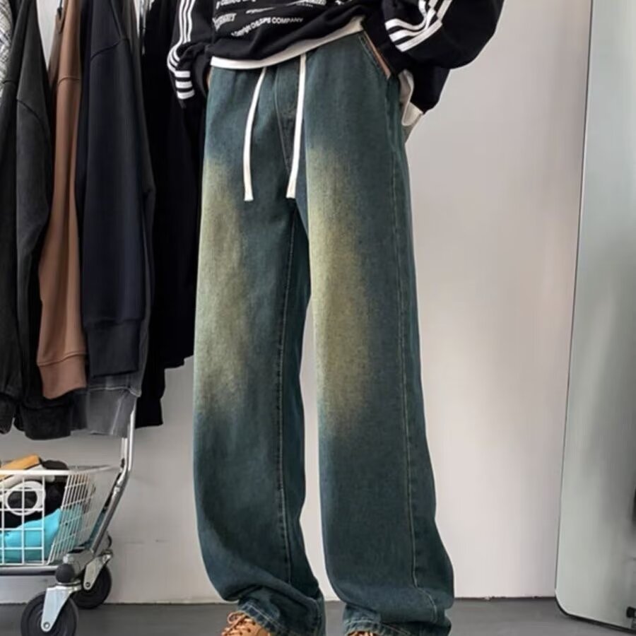 Herren Bred Denim-Bukser med afslappet pasform og strækbart liv Stilla
